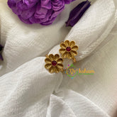 Premium AD Stone Toe Rings -Petals-Red -G7593
